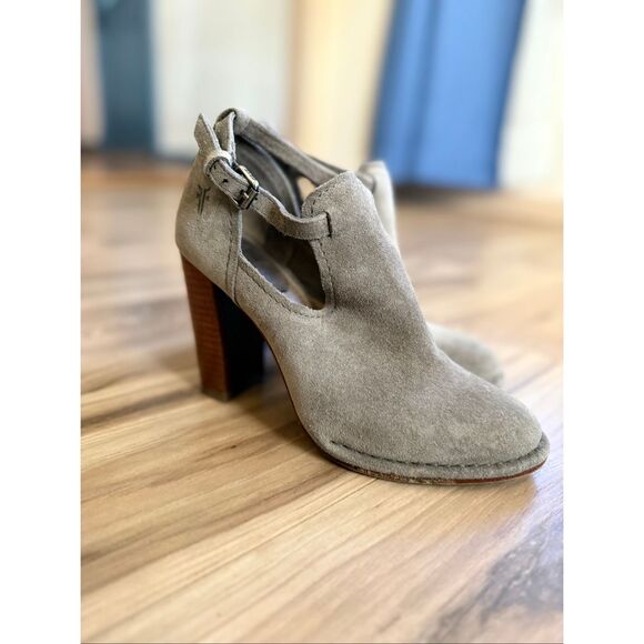 Frye Womens Gray Suede Stacked Block Heel Margaret Shootie Mary Jane Boots Size - Picture 7 of 13